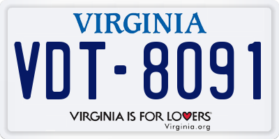 VA license plate VDT8091