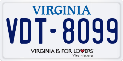 VA license plate VDT8099