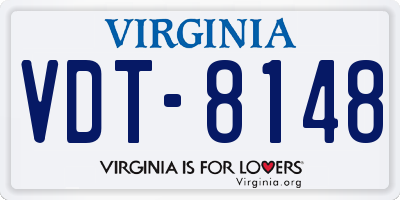 VA license plate VDT8148
