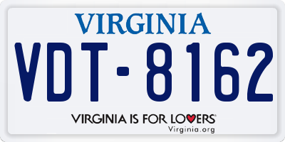 VA license plate VDT8162