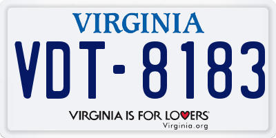 VA license plate VDT8183