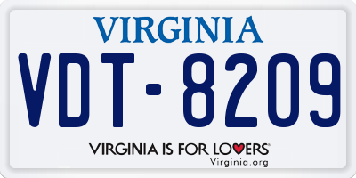 VA license plate VDT8209