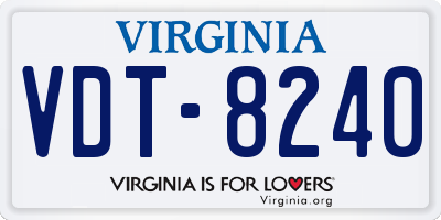 VA license plate VDT8240