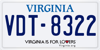 VA license plate VDT8322