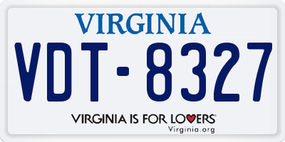 VA license plate VDT8327