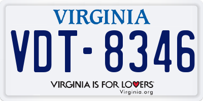 VA license plate VDT8346