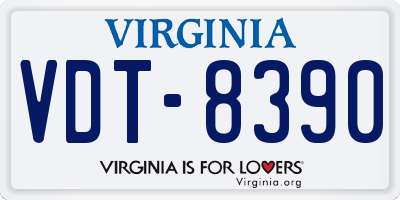 VA license plate VDT8390