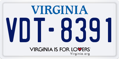 VA license plate VDT8391