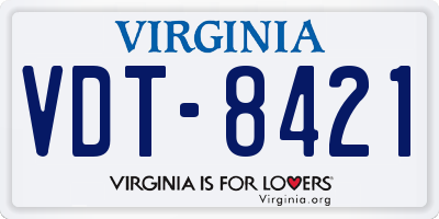 VA license plate VDT8421