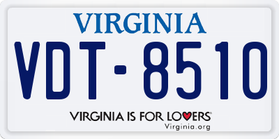 VA license plate VDT8510