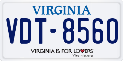 VA license plate VDT8560