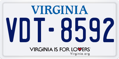 VA license plate VDT8592