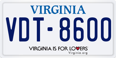 VA license plate VDT8600