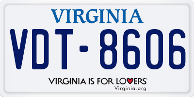 VA license plate VDT8606