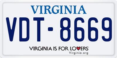 VA license plate VDT8669