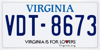 VA license plate VDT8673