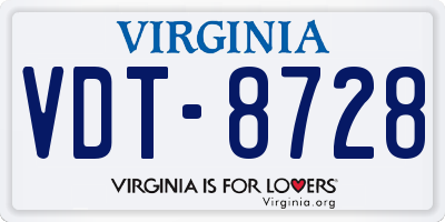VA license plate VDT8728