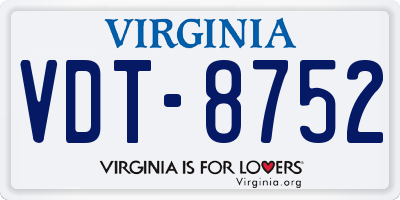 VA license plate VDT8752