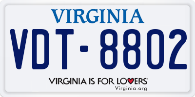 VA license plate VDT8802