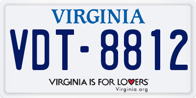 VA license plate VDT8812