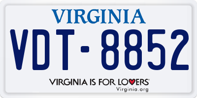 VA license plate VDT8852