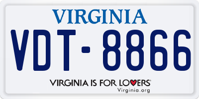 VA license plate VDT8866