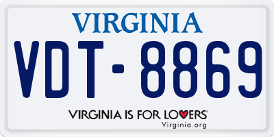 VA license plate VDT8869
