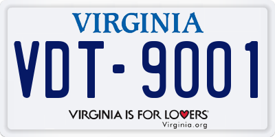 VA license plate VDT9001