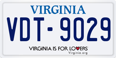 VA license plate VDT9029