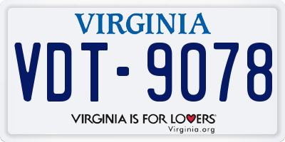 VA license plate VDT9078