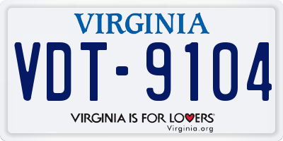 VA license plate VDT9104
