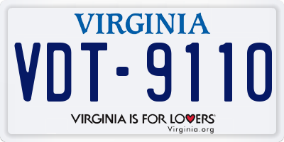 VA license plate VDT9110