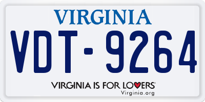 VA license plate VDT9264