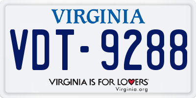 VA license plate VDT9288