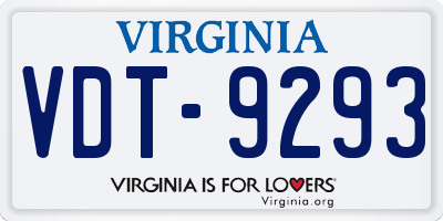 VA license plate VDT9293