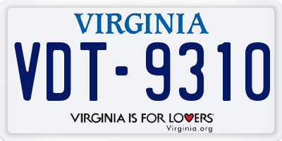VA license plate VDT9310