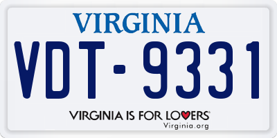 VA license plate VDT9331