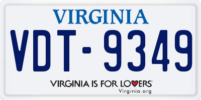 VA license plate VDT9349