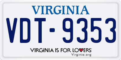 VA license plate VDT9353