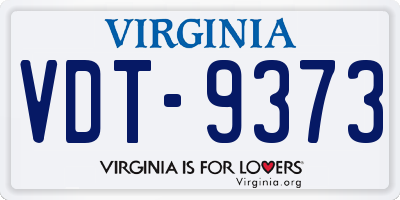 VA license plate VDT9373
