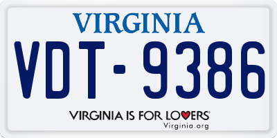 VA license plate VDT9386