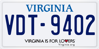 VA license plate VDT9402