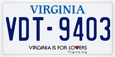 VA license plate VDT9403