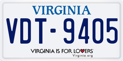 VA license plate VDT9405