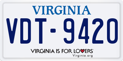 VA license plate VDT9420