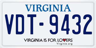 VA license plate VDT9432