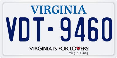 VA license plate VDT9460