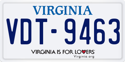 VA license plate VDT9463
