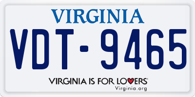 VA license plate VDT9465