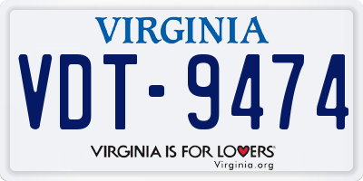 VA license plate VDT9474
